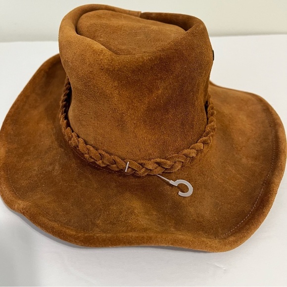 Western Cowboy Brown Leather Braided Hat Made In The USA main image 7